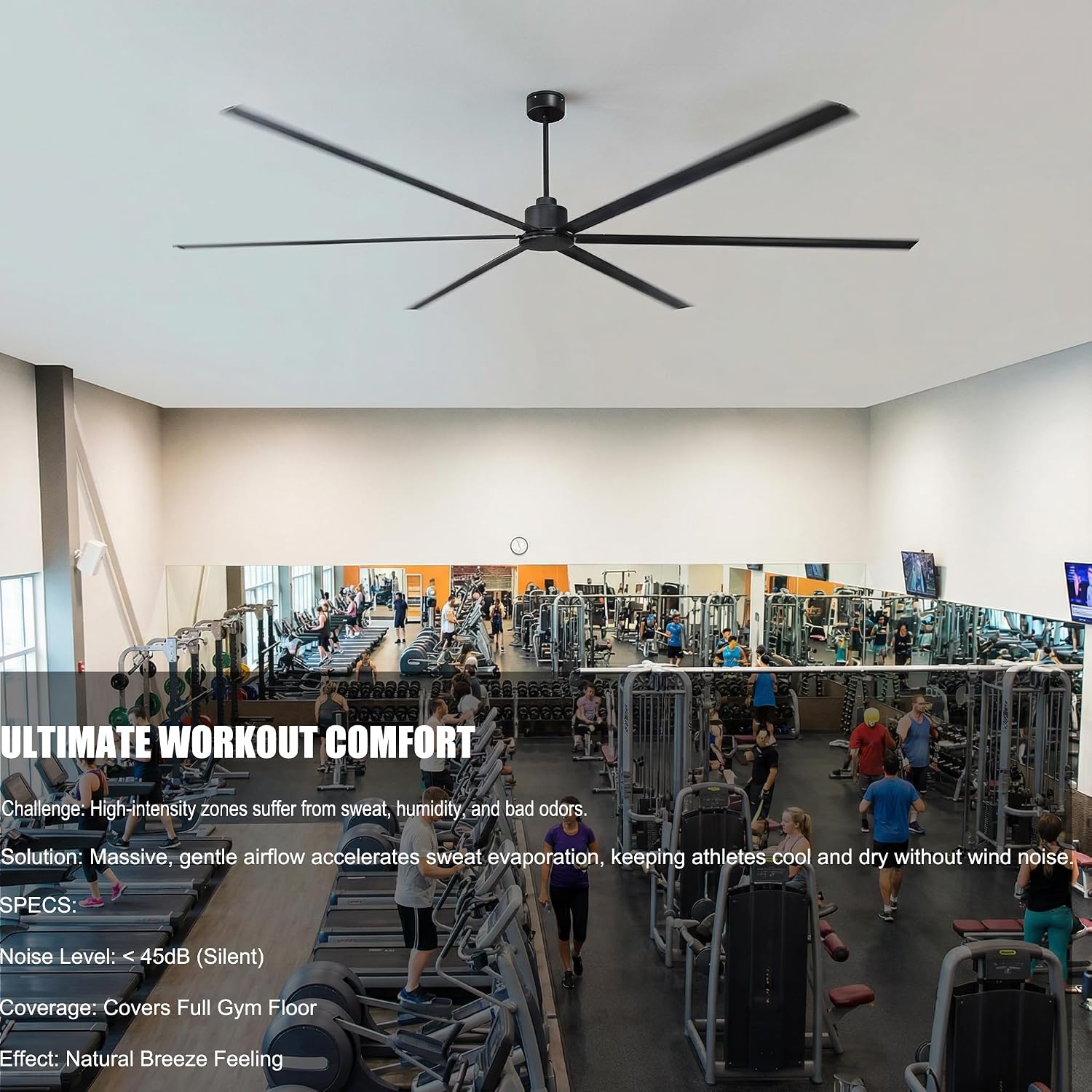 144 Inch (12 ft) Big Industrial Fan, HVLS Large Commercial Ceiling Fan, Ultimate Power 130W DC Motor, 10-Year Warranty, 6 Aluminum Blades for Hangar, Workshop, Cattle Farm & Mall