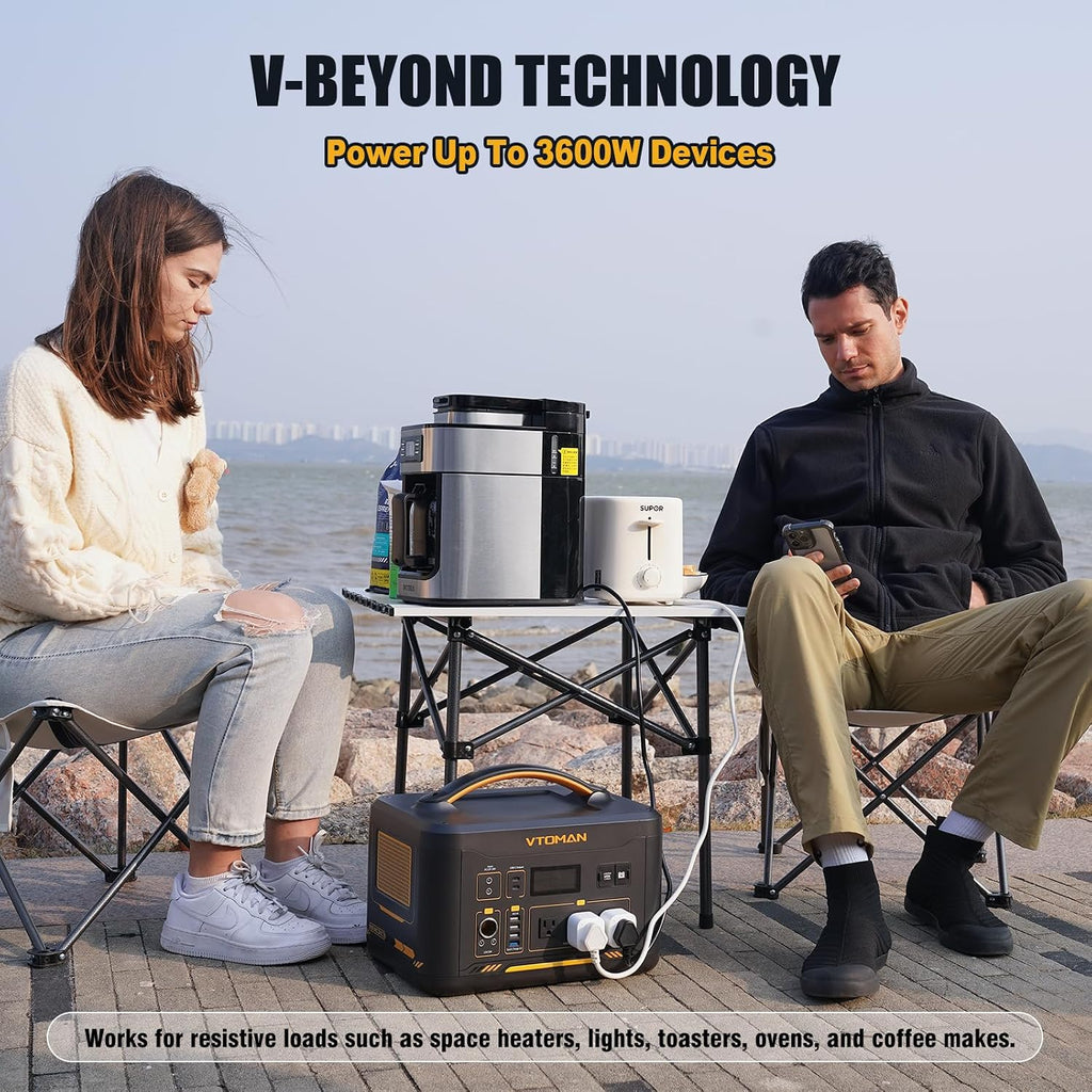 VTOMAN Jump 1800 Portable Power Station with 200W Solar Panel, 1800W/1548Wh LiFePO4 Battery Solar Generator with 1800W Constant-Power, PD 100W Type-C, Capacity Expandable for Camping, Home Backup