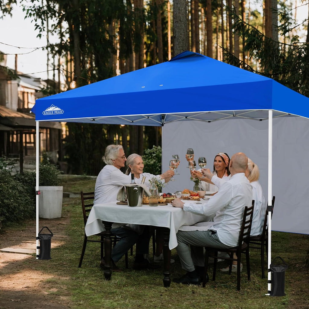EAGLE PEAK Commercial Canopy 12x12 Pop Up Canopy Tent with 1 Sidewall, Easy Setup Heavy Duty Instant Event Shelter for Vendors & Markets, Outdoor Sun Shade, Blue