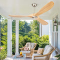 72' Ceiling Fans Without Lights, Wood Ceiling Fan with Remote Control No Light, Modern Propeller Ceiling Fan with 3 Blades,Brushed Nickel Outdoor Ceiling Fans for Patios (Nature Wood)