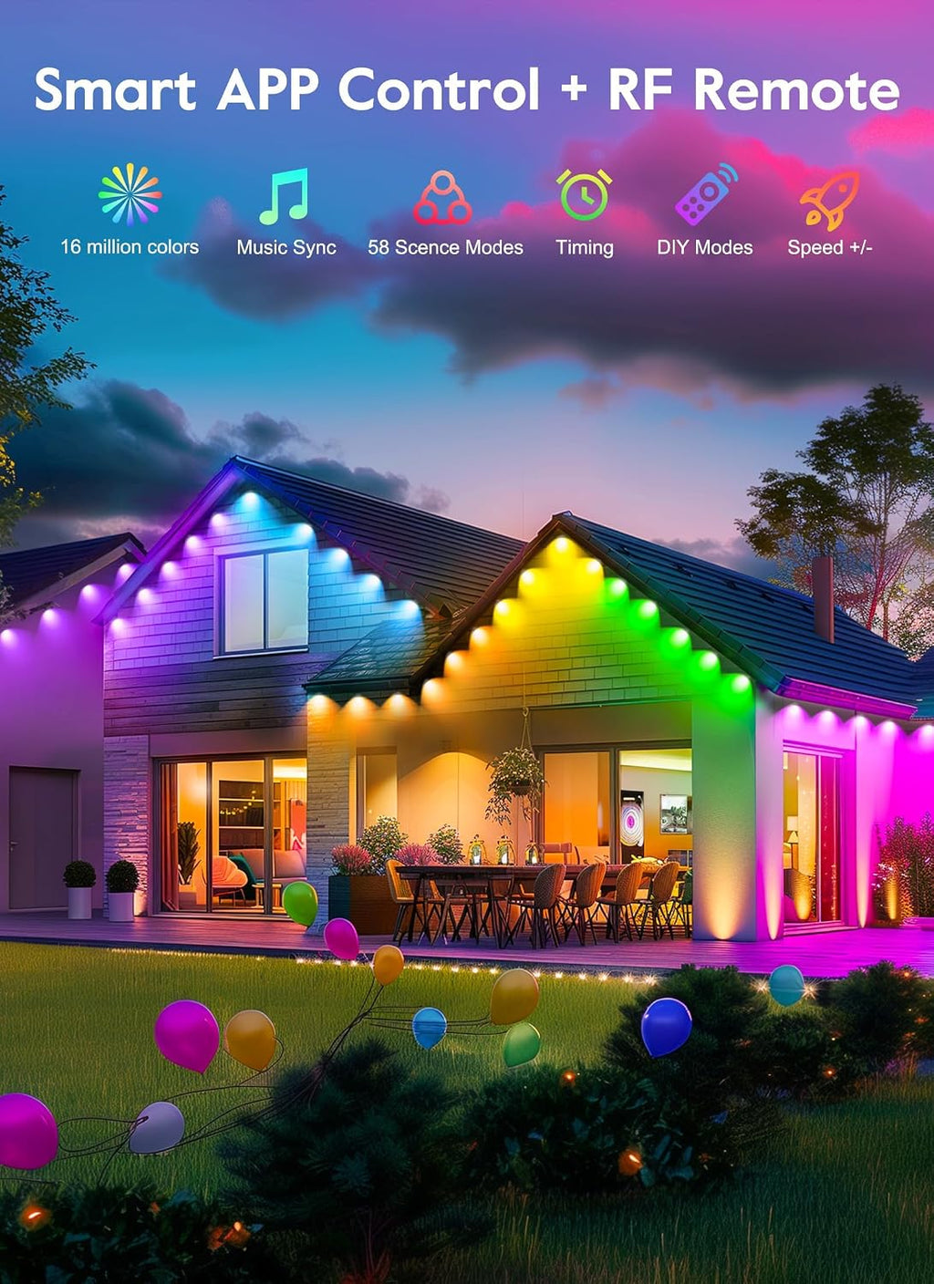 Brightown C9 LED Christmas Lights Outdoor, 150 LED RGB Smart Christmas Tree Lights with Music Sync APP Controlled, Waterproof Connectable C9 String Light for Indoor House Party Patio Garden Decor