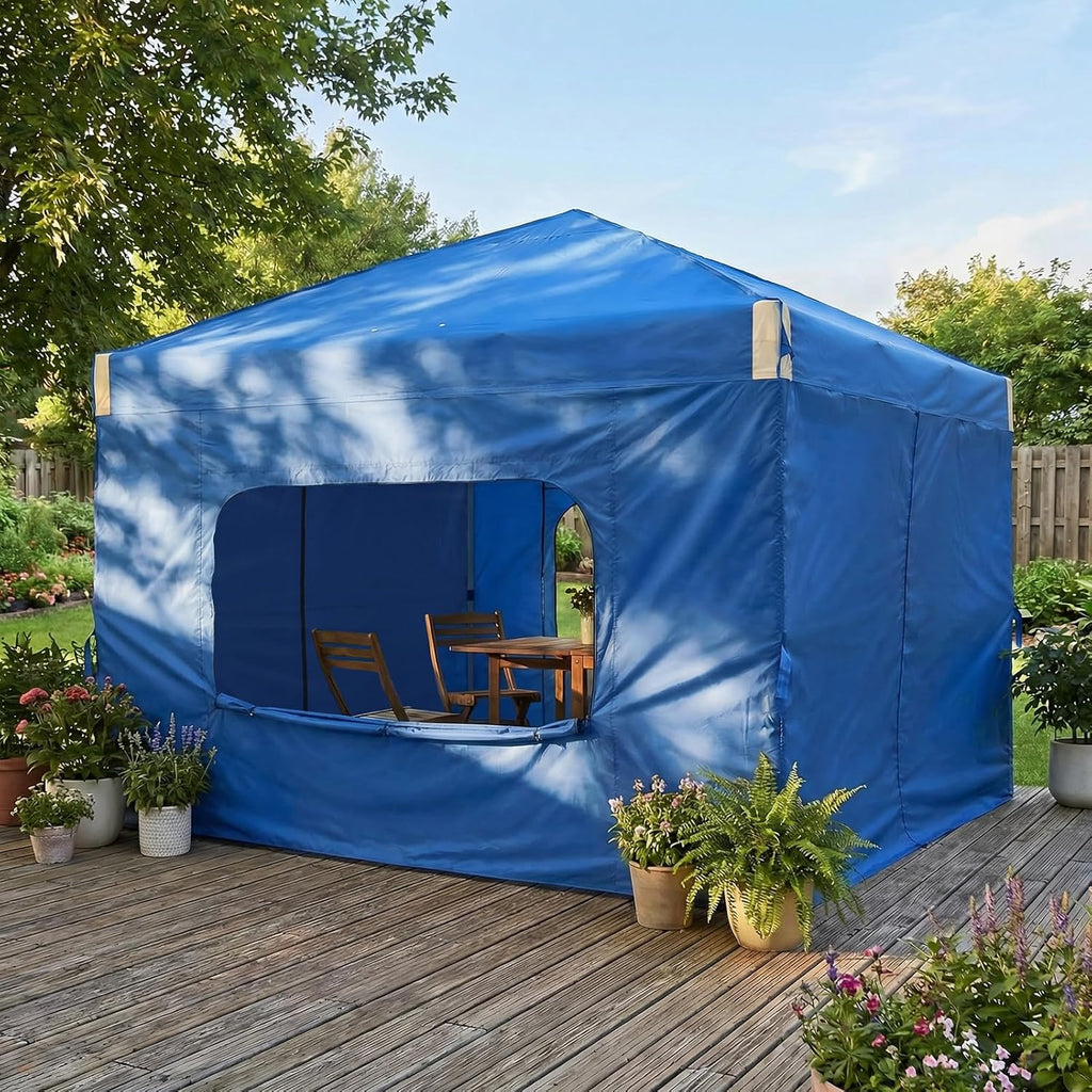 Aoodor 12x12 FT Pop-Up Canopy Tent with Roller Bag and Curtain - Portable Instant Shade, Sturdy Iron Frame, Water-Resistant 210D Oxford Fabric, UV Protection, Ideal for Camping and Outdoor Events