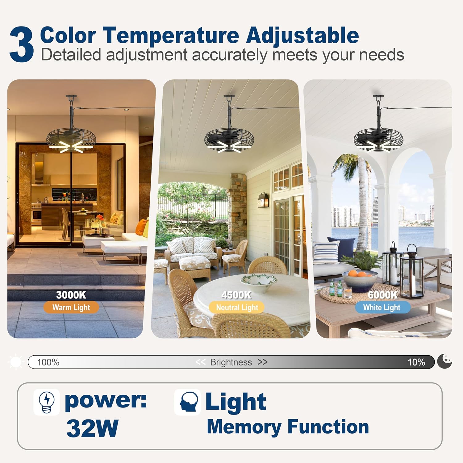 Coolbull Outdoor Ceiling Fans with Light for Patios, 20'' Gazebo Fan, Plug in Ceiling Fan, Waterproof, Remote&APP Control, Hanging with Hook, Black