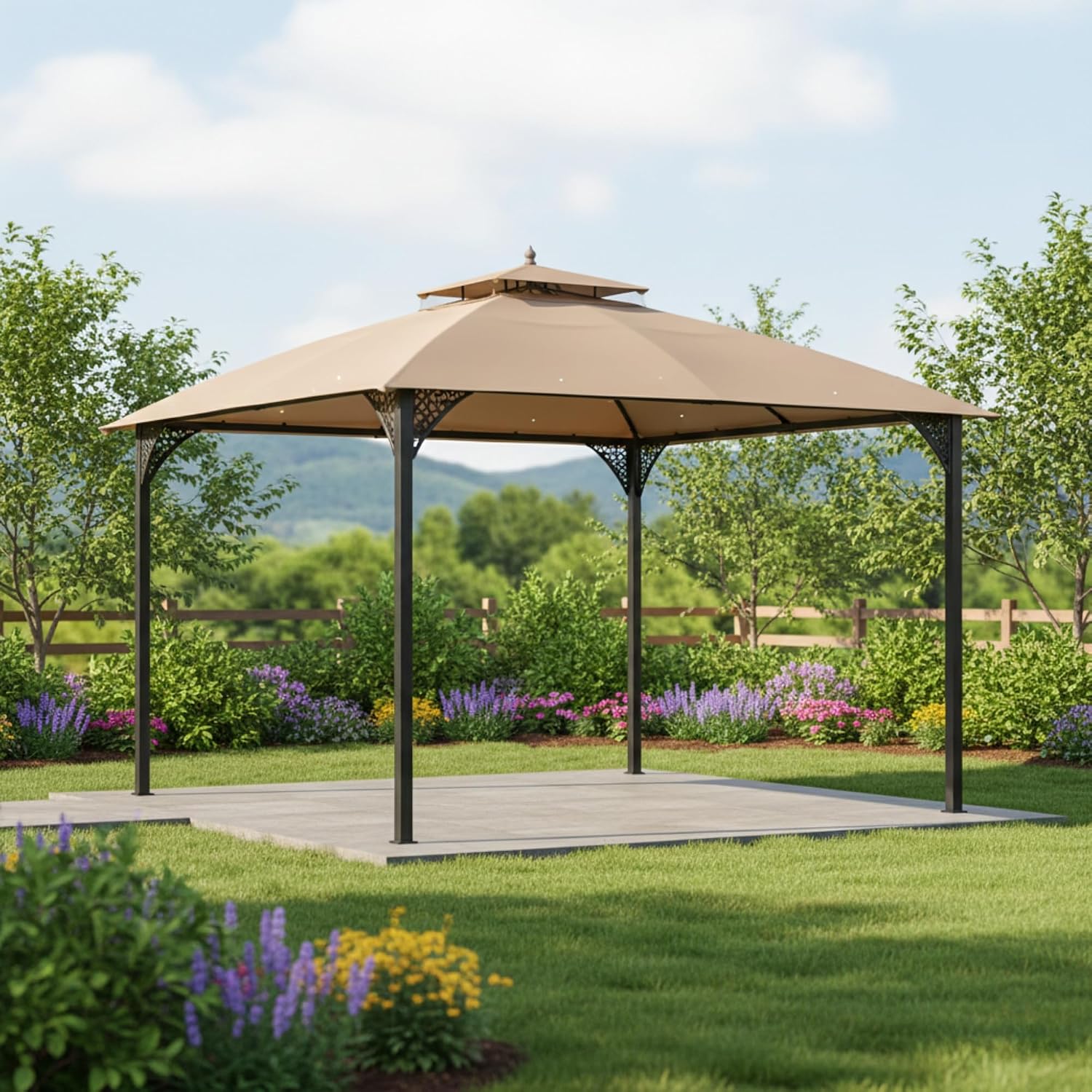 Garden Winds Reinforced RipLock 350 Replacement Canopy Top Cover Compatible with Cypress and Costway 10' x 12' Gazebo Models 24027, OP70382, SCBW0471851BA-1 - Beige