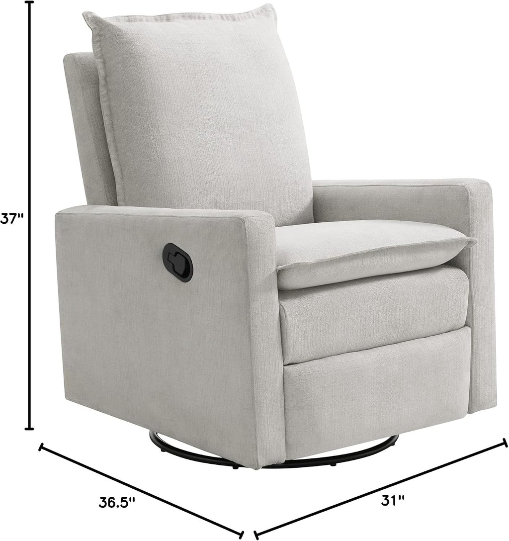 Oxford Baby Uptown Upholstered Glider Recliner Rocking Chair 360° Swivel for Nursery and Living Room - Sand