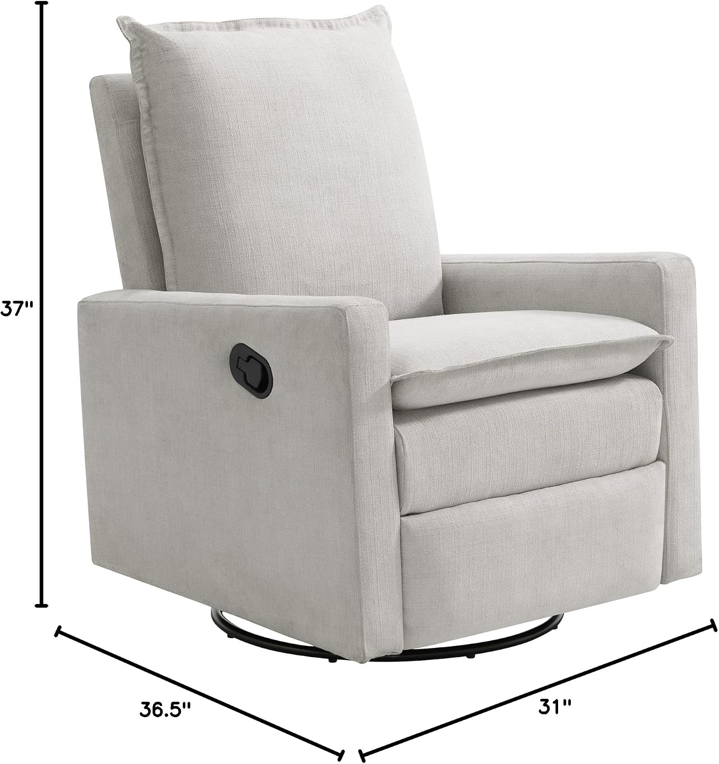 Oxford Baby Uptown Upholstered Glider Recliner Rocking Chair 360° Swivel for Nursery and Living Room - Sand