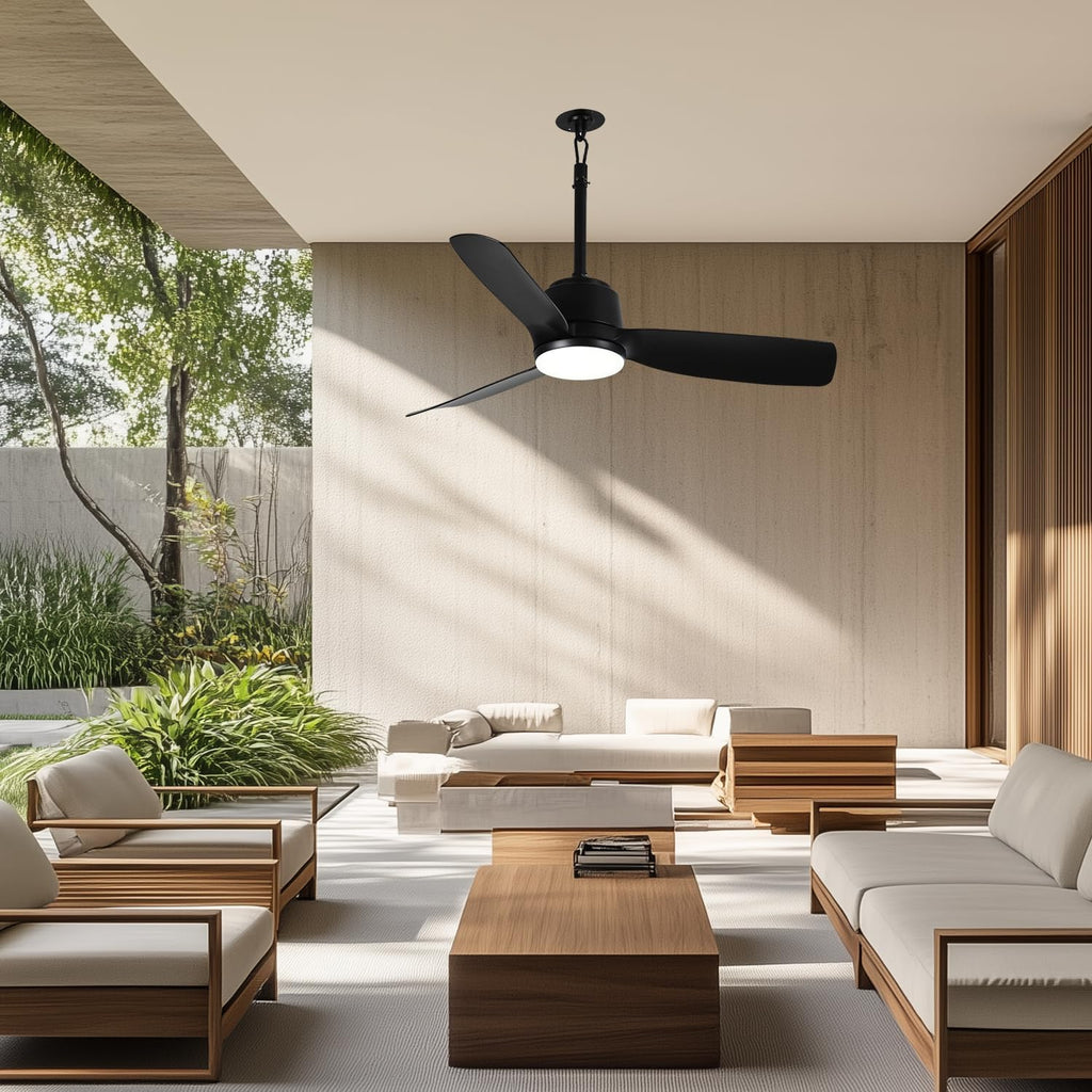 44'' Outdoor Ceiling Fan with Dimmable 3-Color LED Light, IP65 Waterproof for Patios Gazebos,Quiet DC Motor with 6 Speeds and Reversible Function, Remote Control for Patios, Industrial Style
