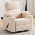 Swivel Rocker Recliner with Adjustable Armrests, Rocking Nursery Chair with Adjustable Headrest, Cup Holder, Manual Recliner Nursing Chair for Breastfeeding, Chenille Beige