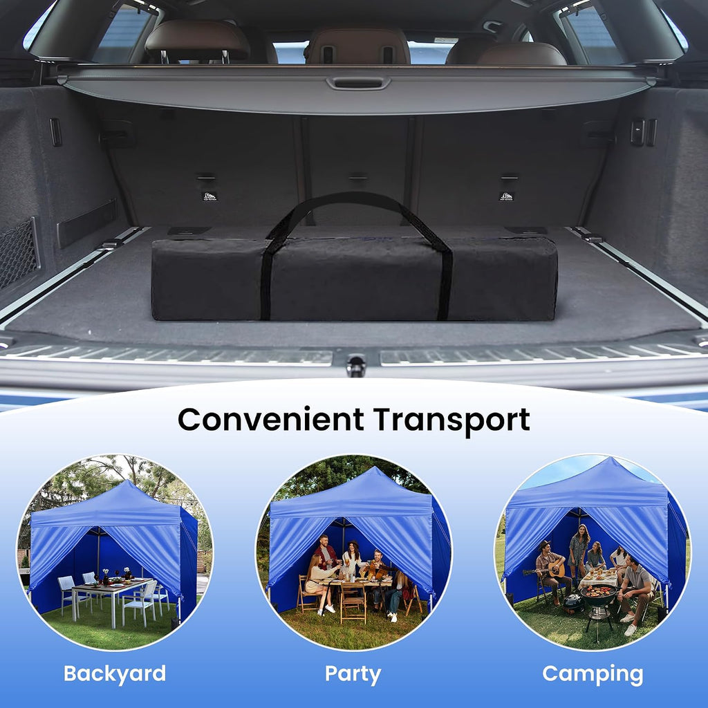 Pop Up Canopy Tent Instant Shelter, Portable Outdoor Sun Shade (Light Blue, 10x10 with Sidewalls)