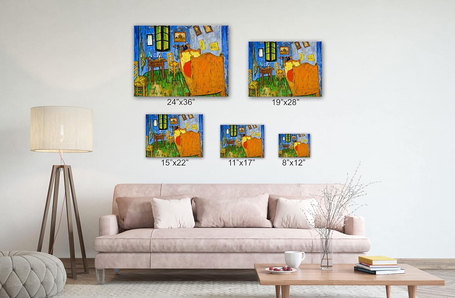 SpiritualHands Wheat Field with Cypresses Vincent Van Gogh Canvas Wall Art, The Starry Night Van Gogh Posters Self Portrait, Large Framed Wall Art Paintings for Wall Decorations for Bedroom (Vincent van Gogh Bedroom in Arles, 24' x 36' - Ready to Hang)