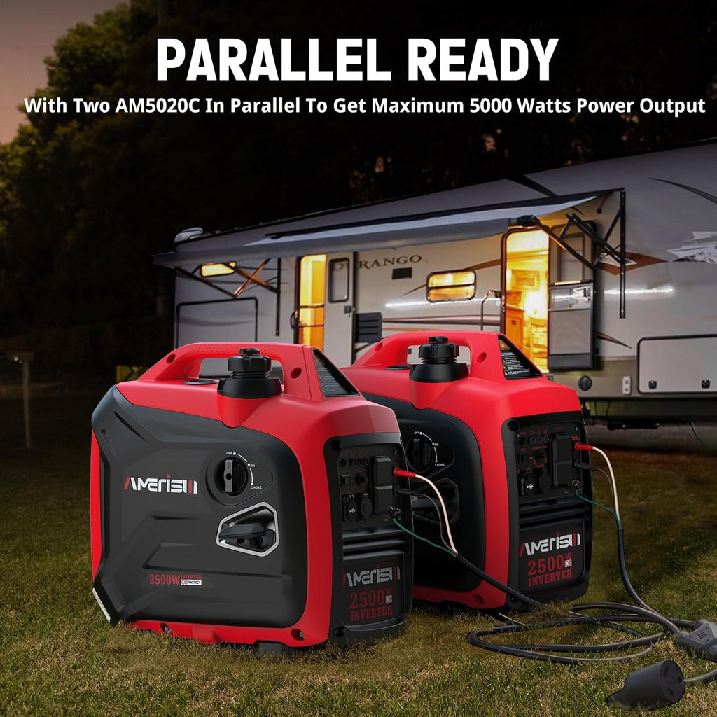 AMERISUN 2500 Watt Portable Inverter Generator with CO Sensor and Quiet Technology for Camping, Tailgating (AM5020C)