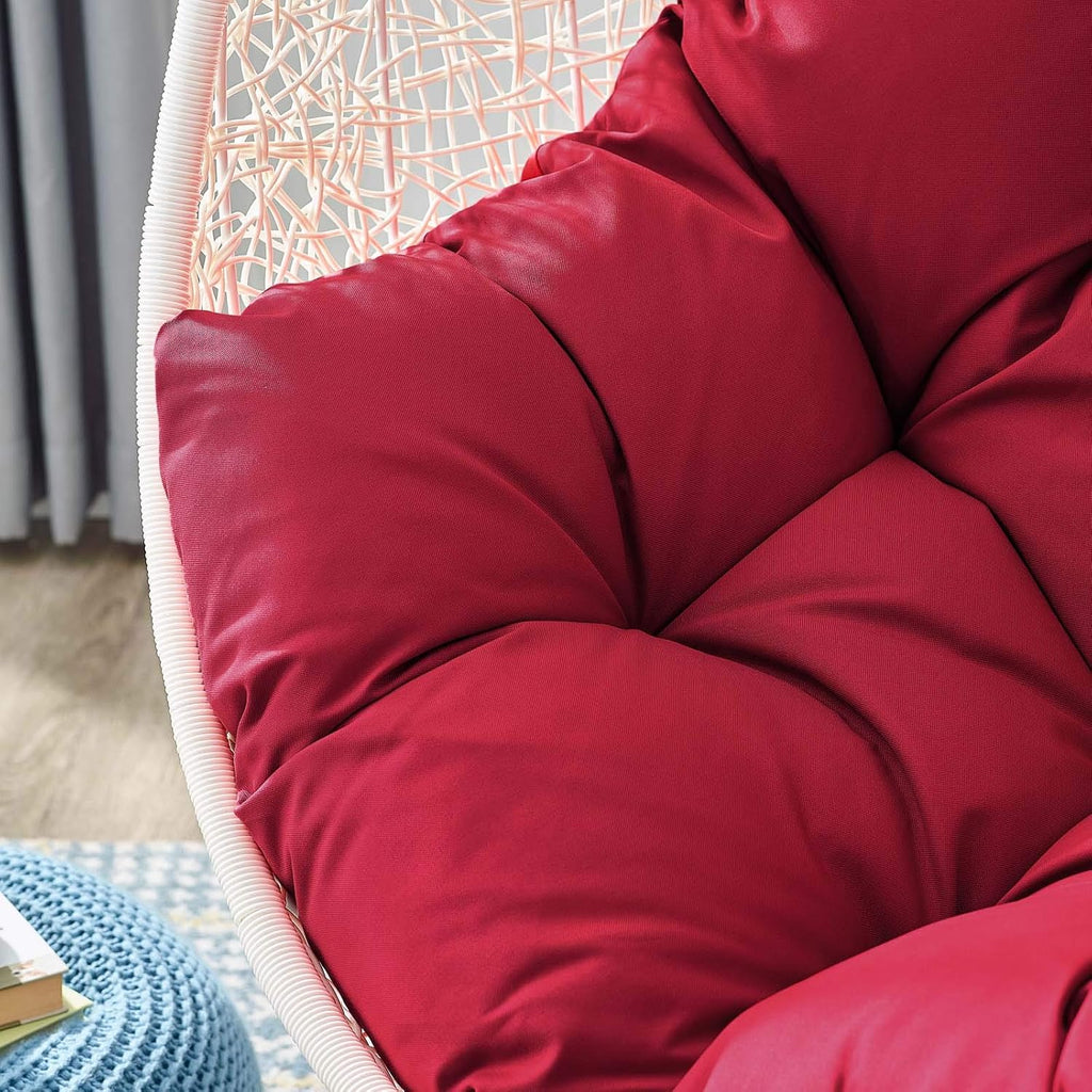 LexMod EEI-2273-WHI-RED Hide Outdoor Patio Swing Chair, White Red
