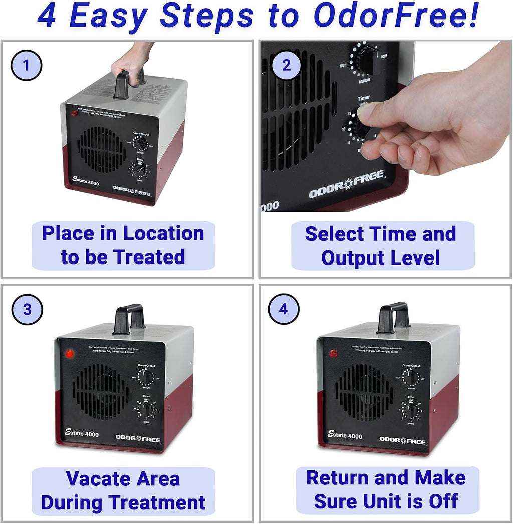OdorFree Estate 4000 Ozone Generator for Eliminating Odors from Large Homes & Offices, Townhouses and Commercial Spaces at their Source - Easily Treats Up To 4000 Sq Ft