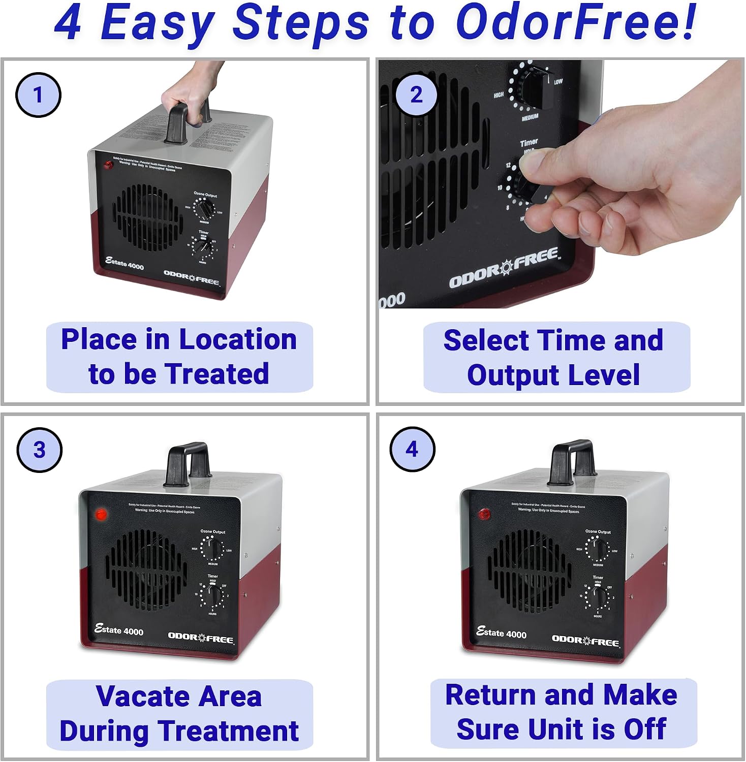 OdorFree Estate 4000 Ozone Generator for Eliminating Odors from Large Homes & Offices, Townhouses and Commercial Spaces at their Source - Easily Treats Up To 4000 Sq Ft
