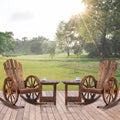 Spurgehom 4 Pieces Outdoor Wood Rocking Chair Set, 2 Patio Decor Yard Glider Rocking Chairs with 2 Side Tables, Adirondack Rocking Chair for Porch Lawn Garden Balcony Poolside（4PC）
