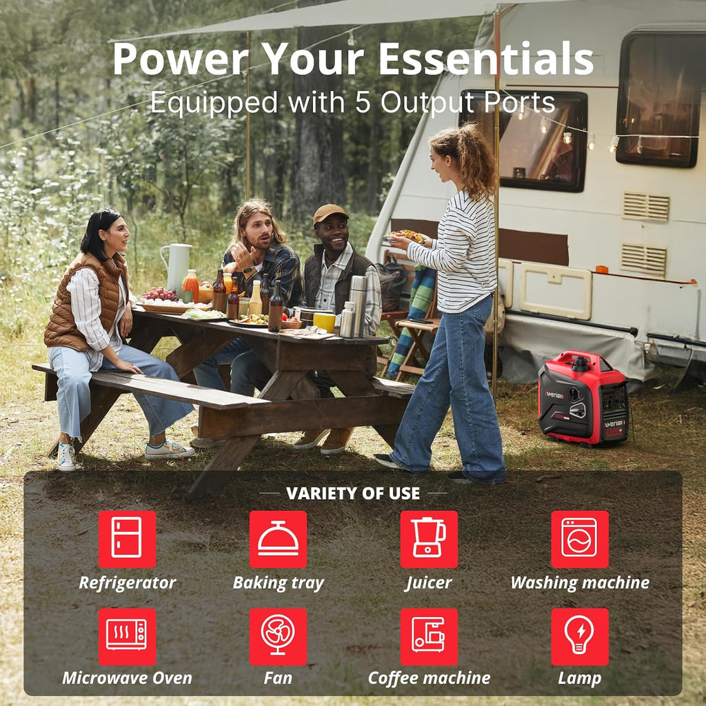 AMERISUN Portable Inverter Generator 2500W Gas Powered, Long Runtime Gas Generator for Home Backup, Emergency, Camping, EPA Compliant