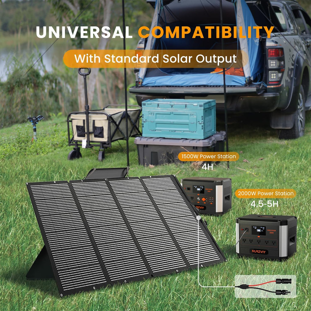 400 Watts Foldable Solar Panel, Luggable & Durable, Portable 400W Solar Charger Complete with Adjustable Stand Case, 40V Waterproof for Off-Grid Camping RV/Campervan Solar Generator