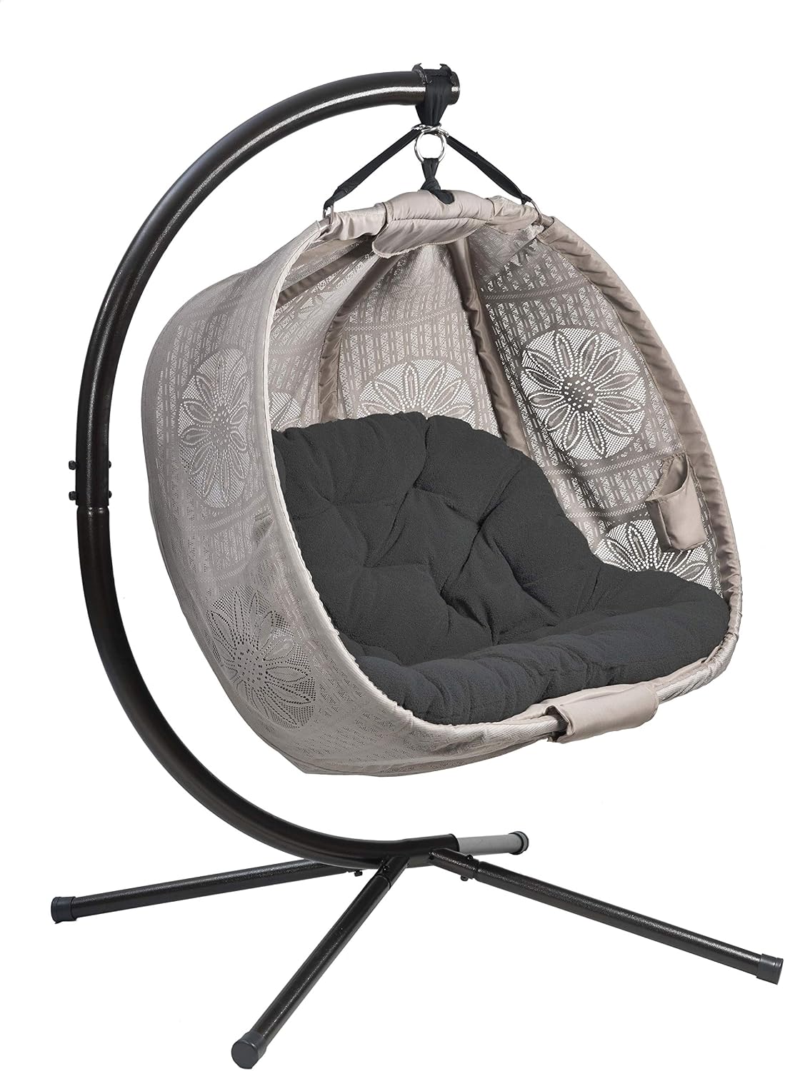 FlowerHouse Hanging Pumpkin Patio Chair - Dreamcatcher Black Cushion