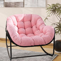 Papasan Rocking Chair, Oversized Papasan Chair with Cushion and Frame for Indoor& Outdoor,Egg-Shaped Patio Rocking Chair for Garden, Deck, Living Room, Pink