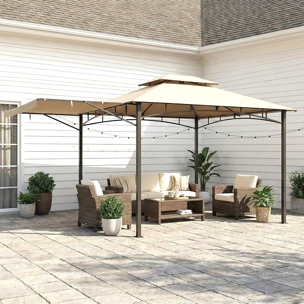 Garden Winds Reinforced Replacement Canopy Top Cover Compatible with The 8633934 Casual Way Awning 10' x 12' Gazebo - Classic Sand, Riplock 350