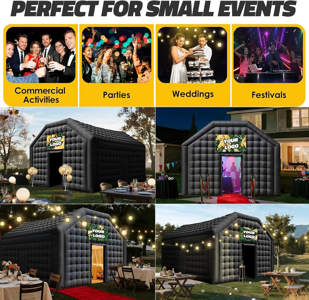 Large Inflatable Nightclub Tent 20X16.5X12Ft with Blower, Black Party Tent, Gazebo Event House for Wedding, Backyard Party, Birthday Celebration