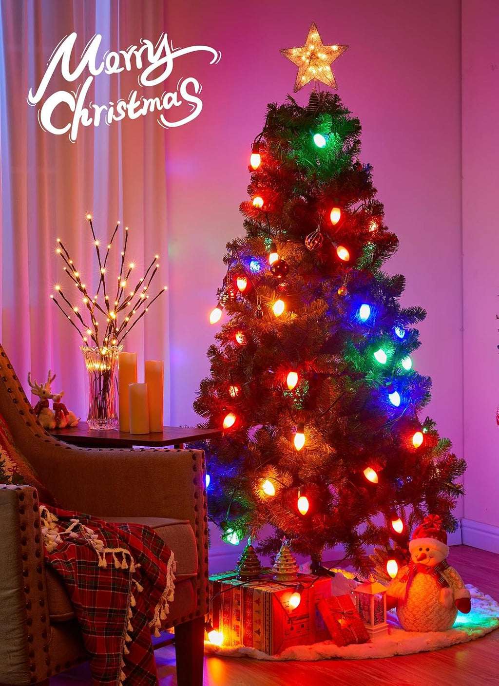 Vintage C9 LED Christmas Lights Outdoor, 150 Feet C9 String Light with 150 Shatterproof Bulbs, Waterproof Connectable Commercial Christmas Tree Lights for Outside Roofline Patio Decor, Multicolor