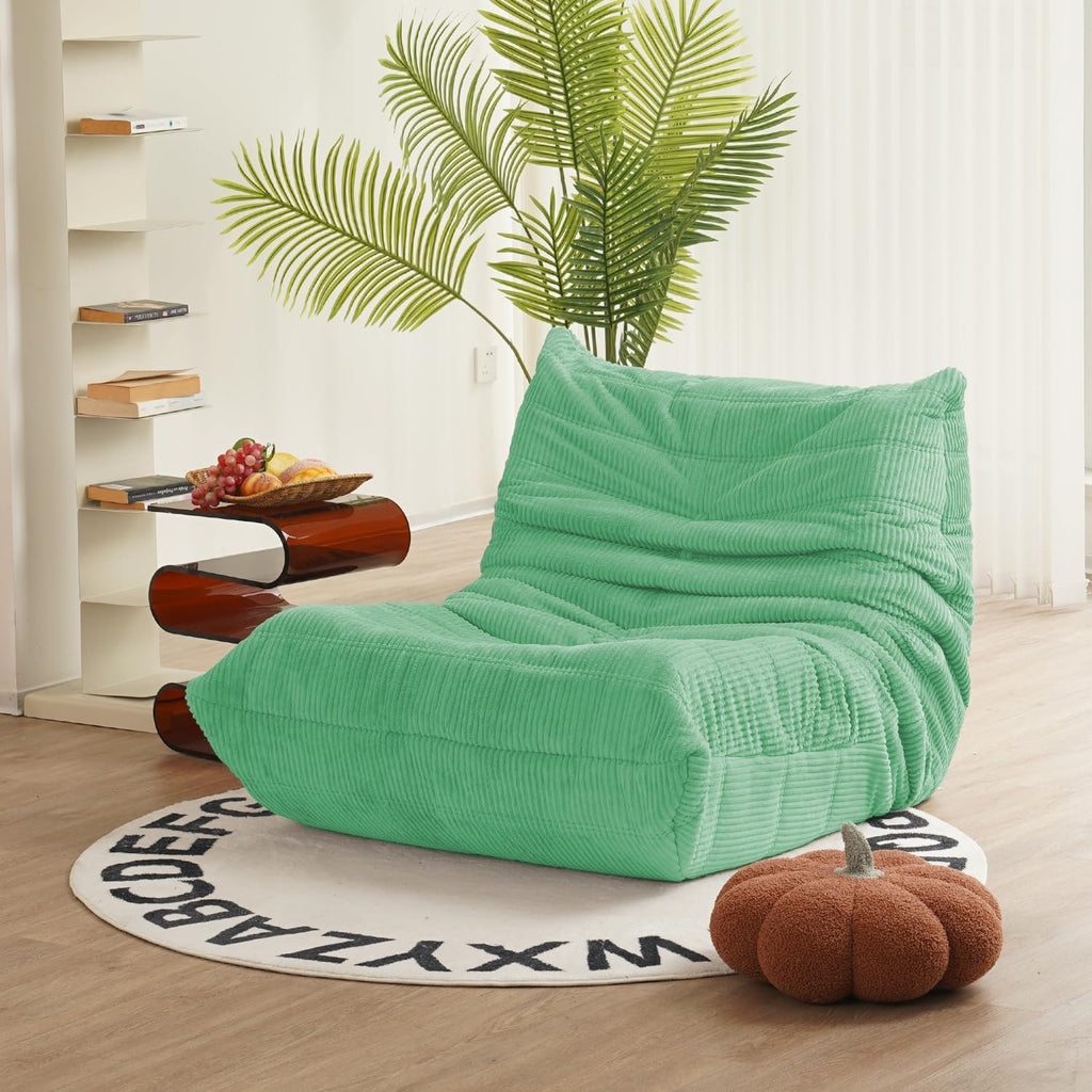 N&V Fireside Chair, Mid Century Armless Floor Sofa, Soft Premium Corduroy Floor Lounge Chair, Foam Sofa Accent Chair for Living Room Bedroom and Office (Mint)