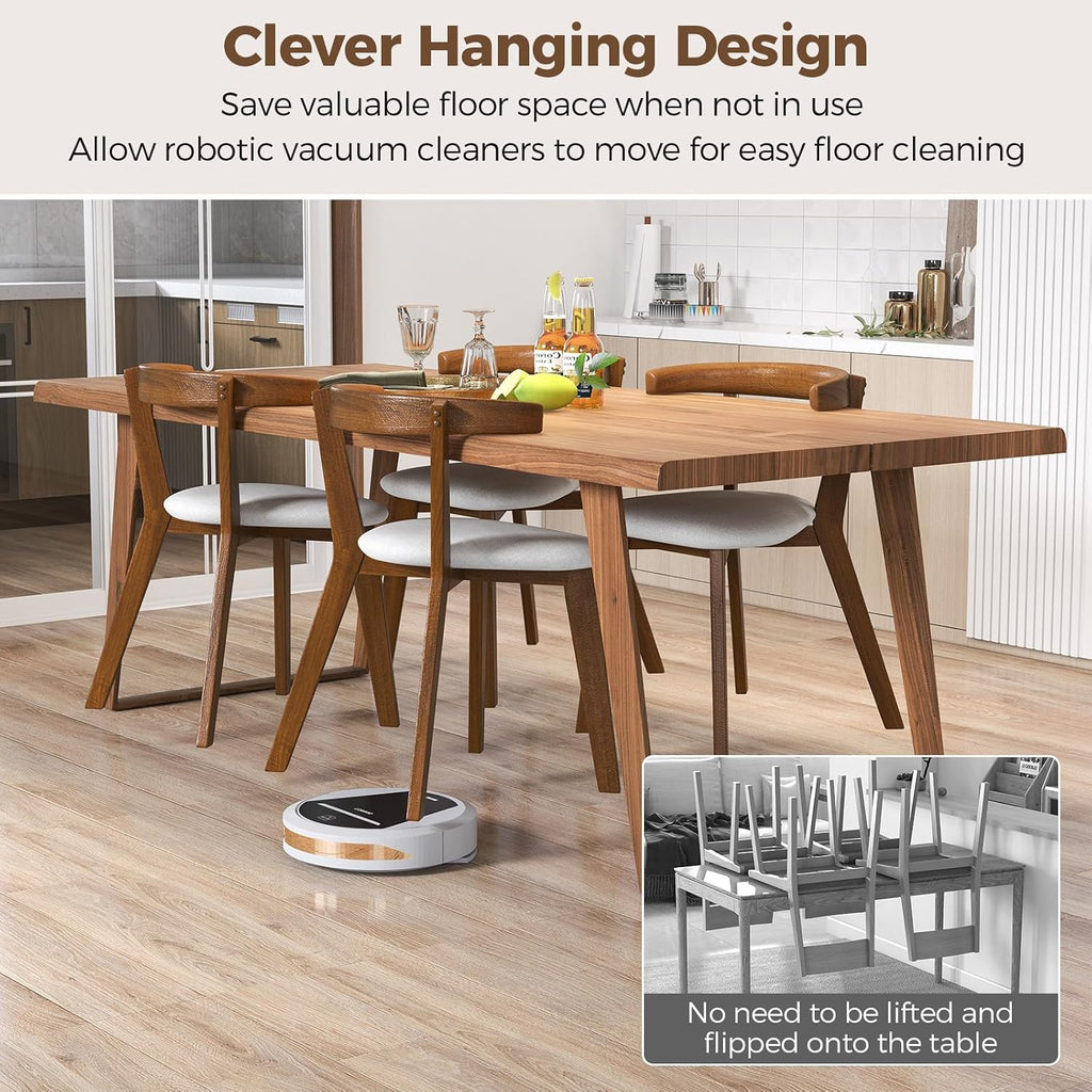 Giantex Wooden Dining Chairs Set of 2, Farmhouse Hanging Kitchen Chairs w/Rubber Wood Frame, Padded Seat, Curve Back, Armless Upholstered Side Chairs for Home Living Room Dining Room, Walnut+Gray