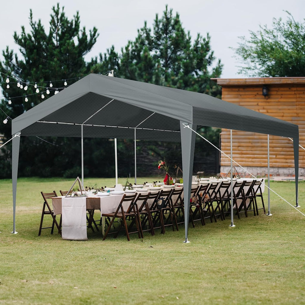 12x20ft Heavy Duty Waterproof Carport Tents,Outdoor Carport Car Canopy Tent,Sturdy Large Carports Tents,UV Protection Patio Gazebo Canopy Tent,with Metal Frame,for Outside Garden Yard Garage (Grey)