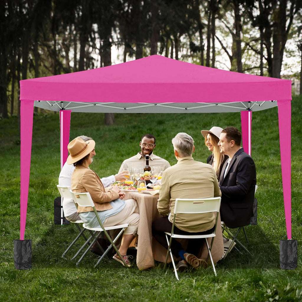 10x10 Pink Pop Up Canopy Tent Heavy Duty with 4 sidewalls Commercial Outdoor Party Tent Event Wedding Tents Instant Canopy Gazebo with Carry Bag UPF 50+ Waterproof