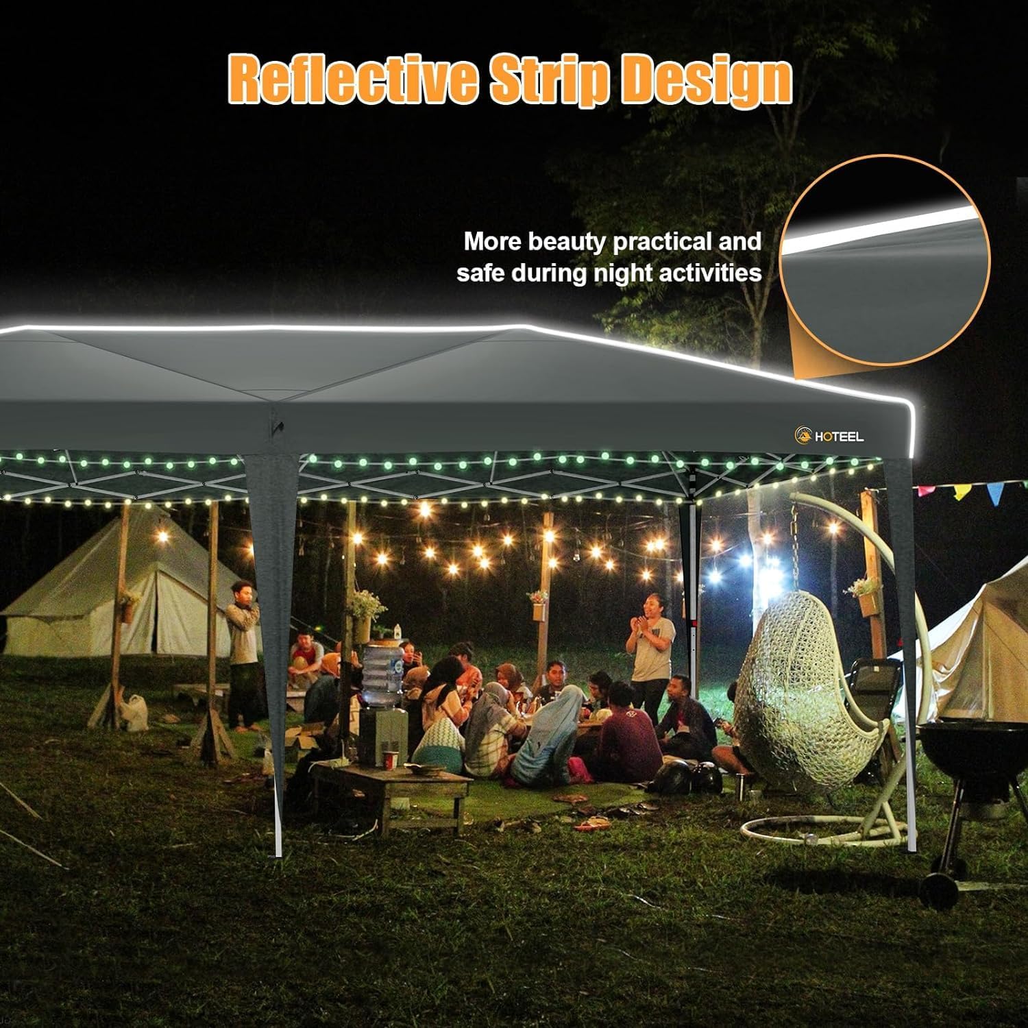 HOTEEL 10x20 Pop up Canopy Tent with 6 sidewalls Easy Up Commercial Outdoor Wedding Party Tents for Parties All Season Wind & Waterproof Gazebo Bag, Gray (Upgraded)