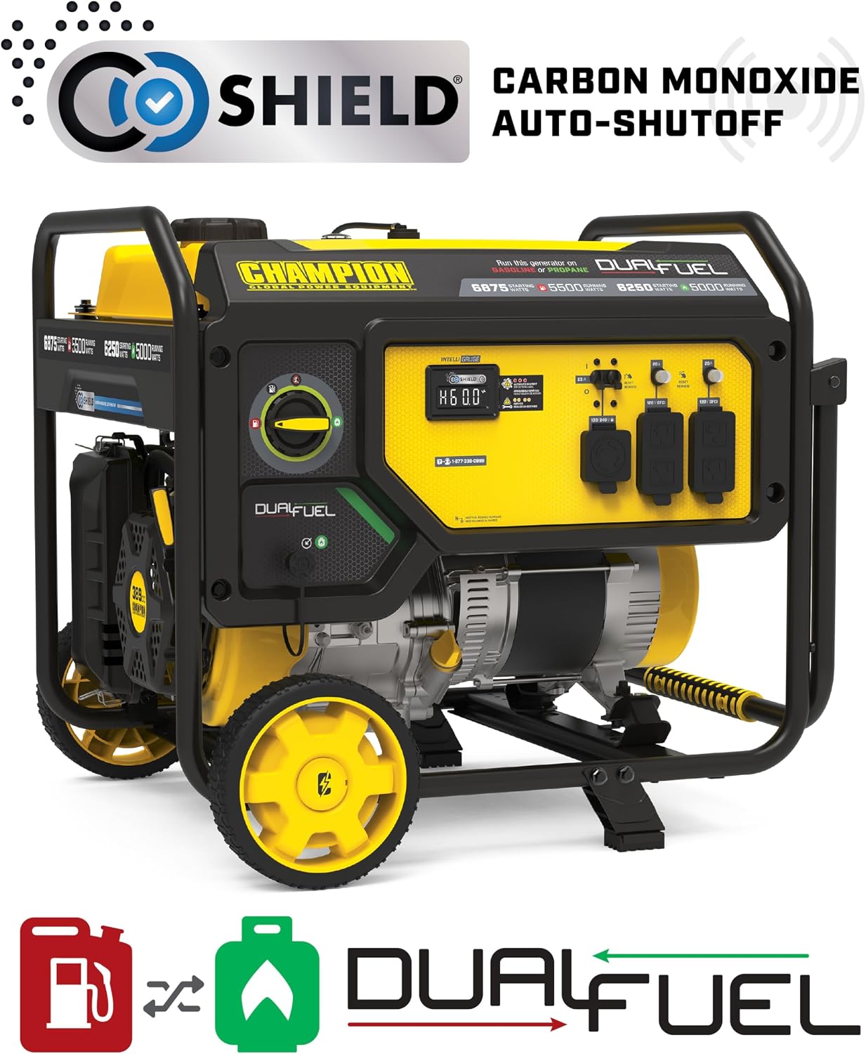 Champion Power Equipment 6875-Watt Dual Fuel Portable Generator with CO Shield®