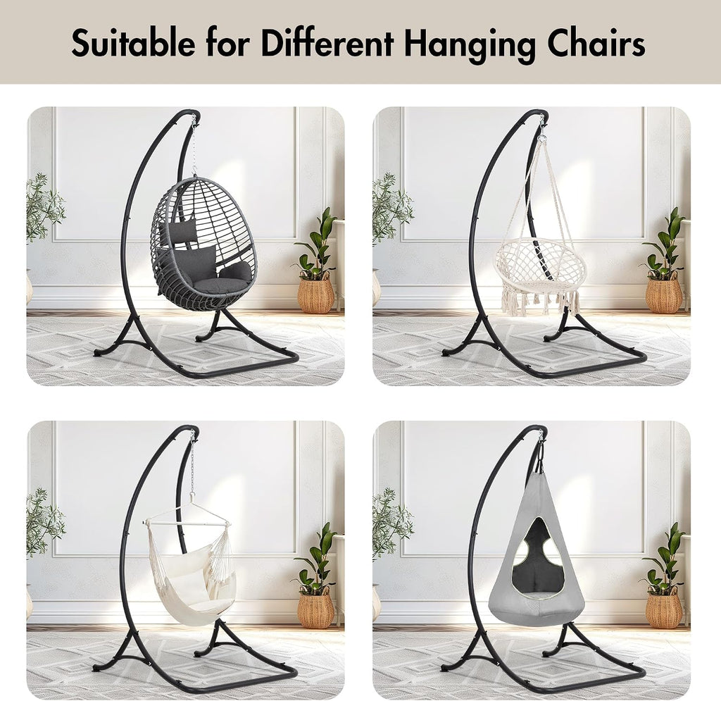ANOW Heavy Duty Hammock Chair Swing Stand Only, Hanging Chair Stand for Outside, Max 400 Lbs, Black