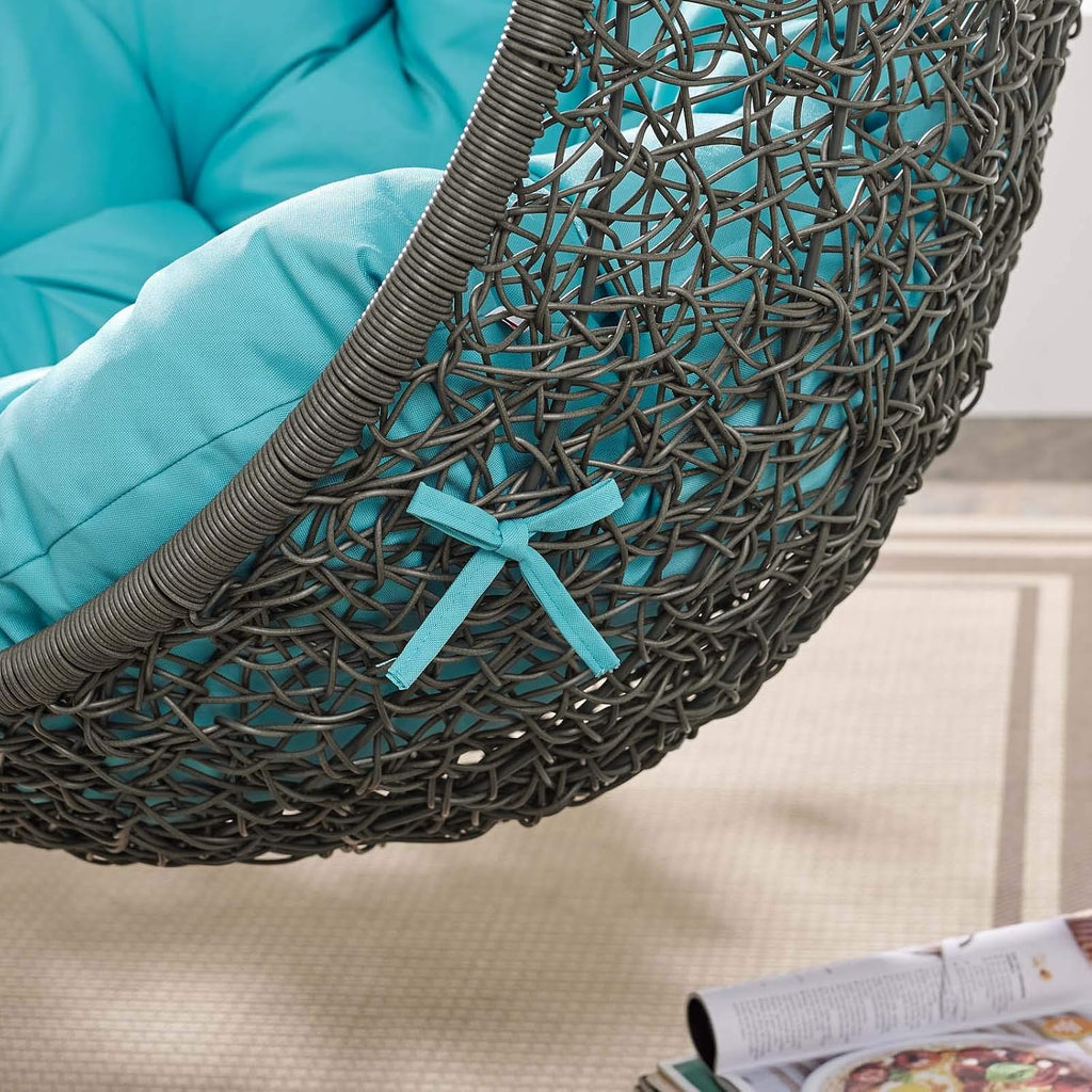 LexMod EEI-2273-GRY-TRQ Hide Outdoor Patio Swing Chair, Gray Turquoise