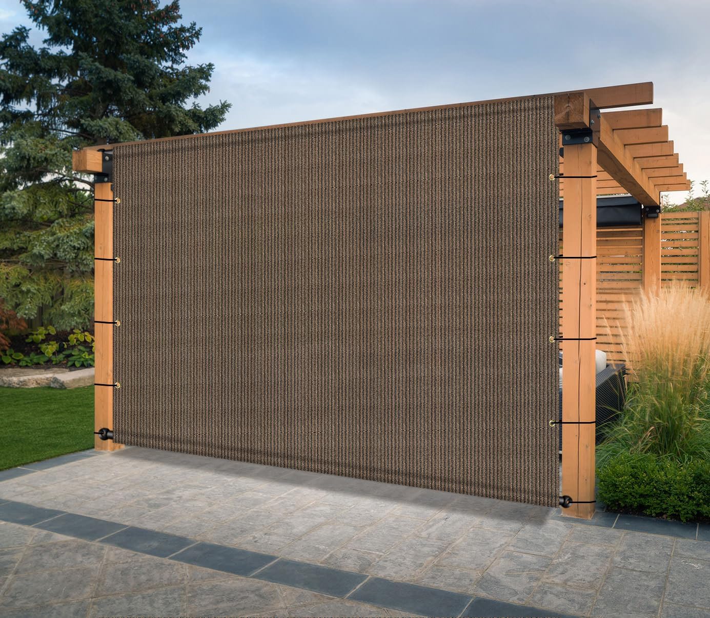 10' x 4' Universal Pergola Shade Cover Replacement Canopy with Grommets Weighted Rods Permeable for Outdoor Patio Porch Backyard Gazebo Brown