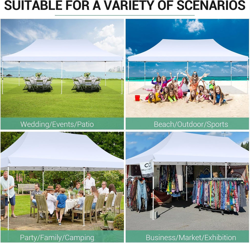 COBIZI 10x20ft Pop Up Canopy Tent with 6 Removable Sidewalls, Easy Up Commercial Canopy, Waterproof and UV50+ Gazebo with Portable Bag, Adjustable Leg Heights,Party Tents for Parties, with 4 Sandbags