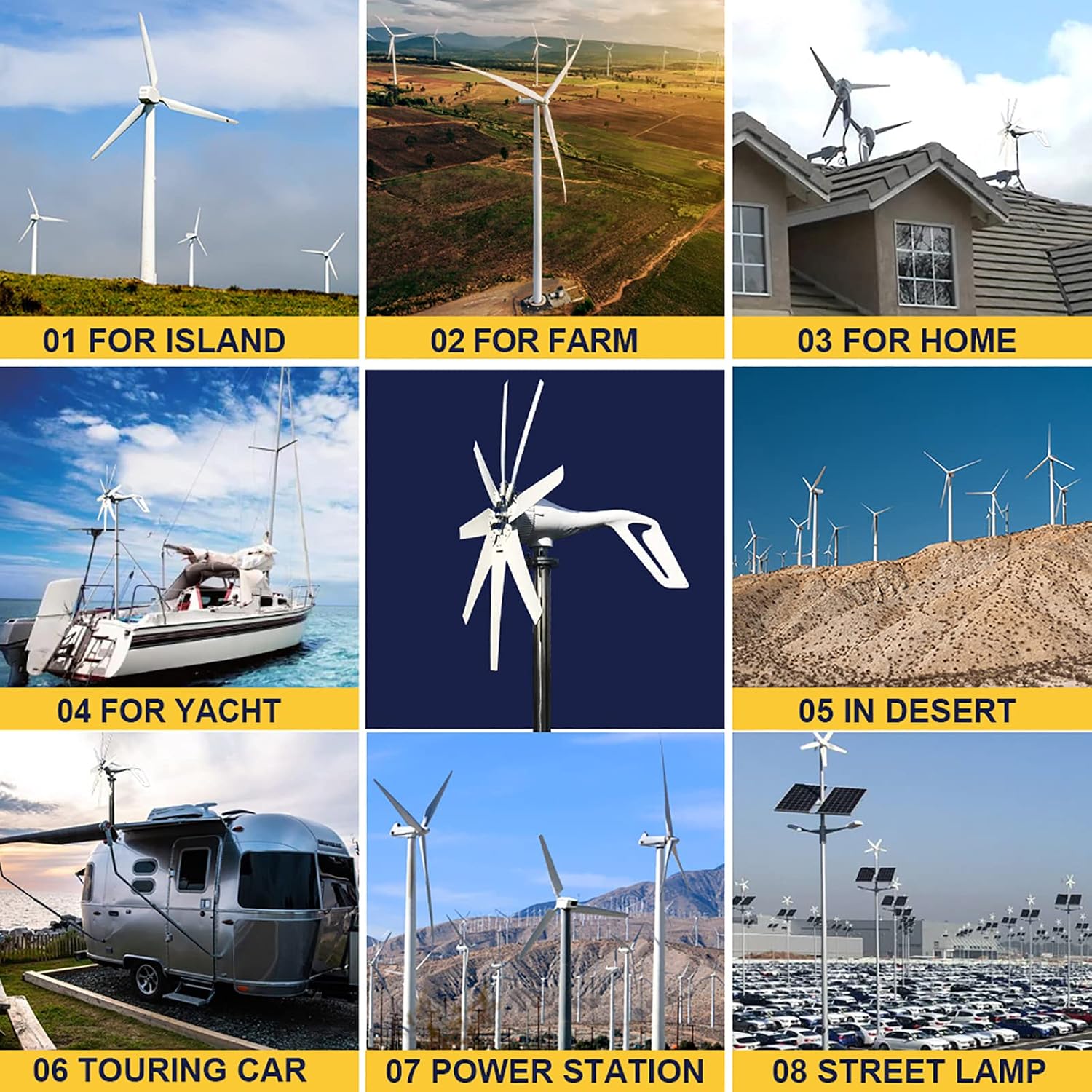 10000W Efficient Wind Turbine Generator, 110V/220V with MPPT Charge Controller Windmill RV Yacht Farm Small Wind Generator Home Use System