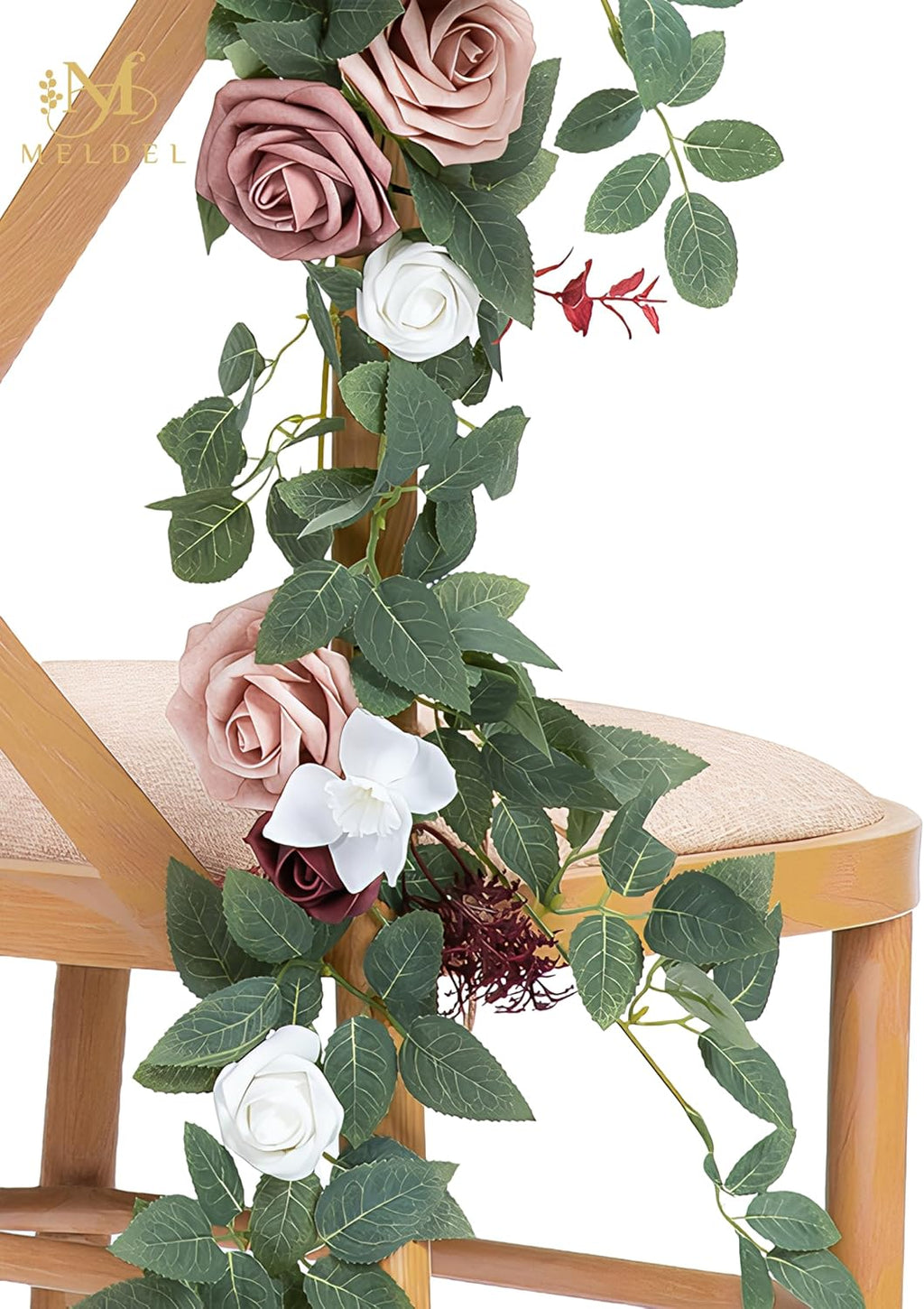 10pcs Wedding Aisle Decorations Chair Floral Swag Artificial Pew Flowers Hanging Garland Burgundy & Pink for Ceremony Reception Church Rose Floral Faux Arrangement Party Outdoor Garden Decor