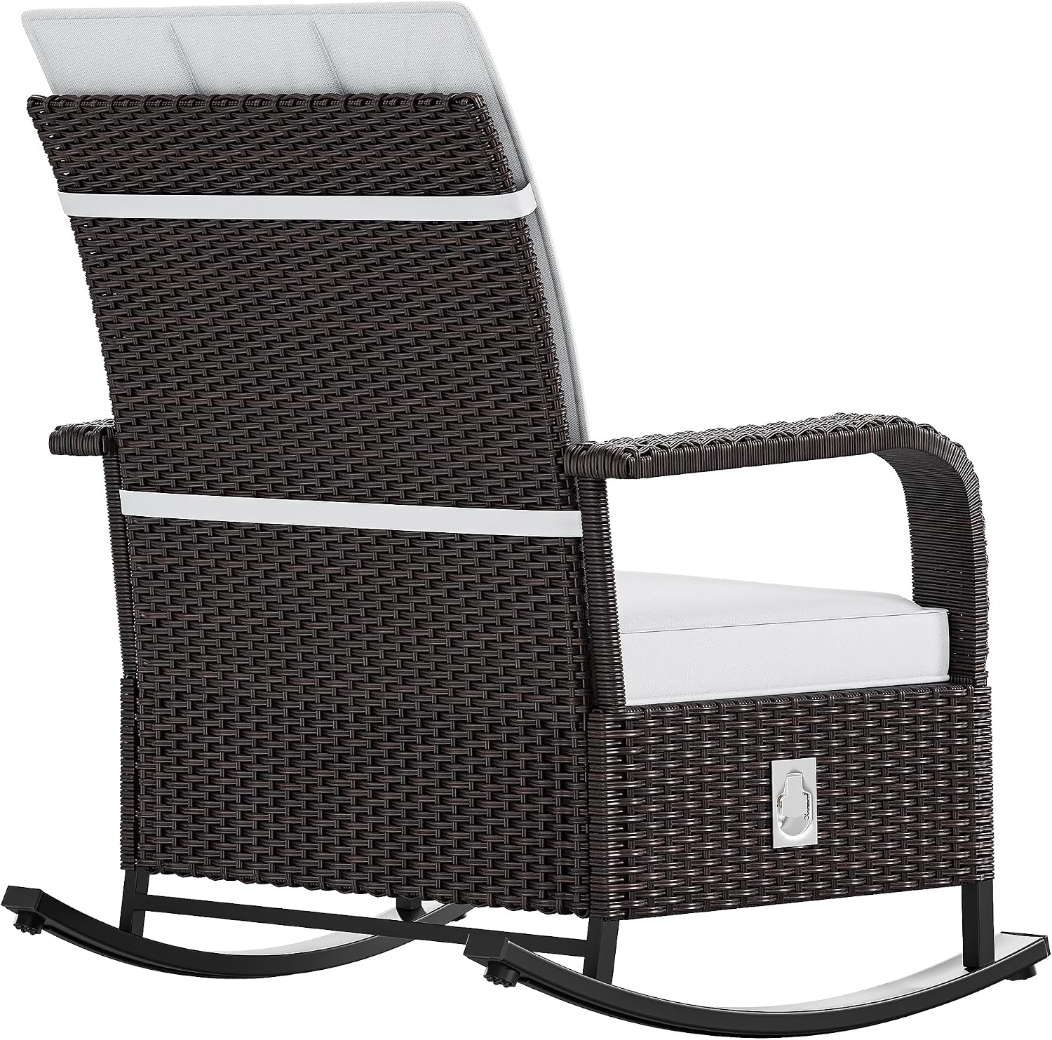 YITAHOME Outdoor Rocking Chair, Wicker Lounge Chair with Adjustment Backrest, PE Rattan Patio Recliner with Adjustable Footrest and Soft Cushions, Ideal for Garden Backyard Porch Patio