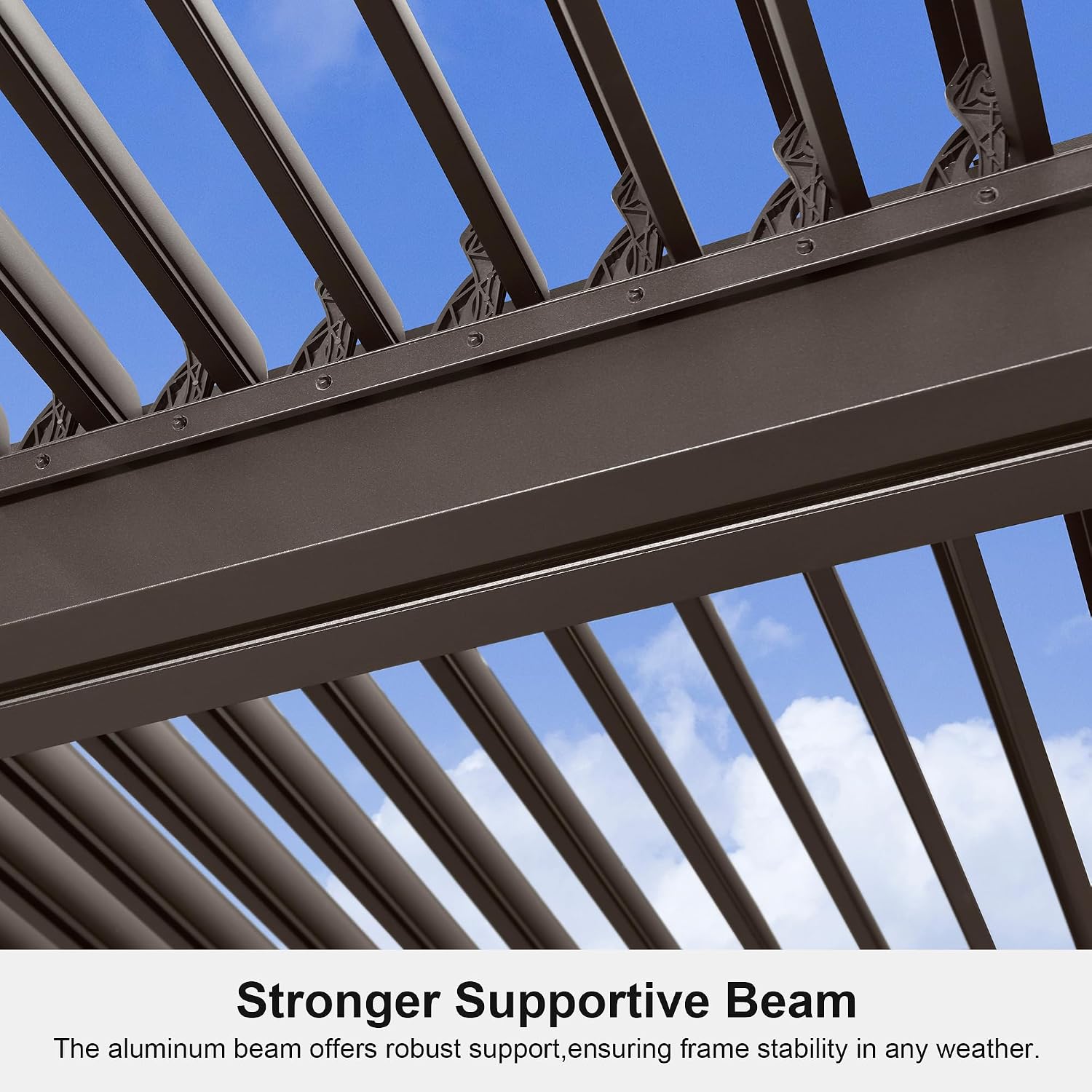 PURPLE LEAF Outdoor 10'x14' Louvered Pergola Adjustable Aluminum Canopy Retractable Metal Roof for Deck Patio Outside Backyard Hardtop Gazebo Sun Shade Bronze