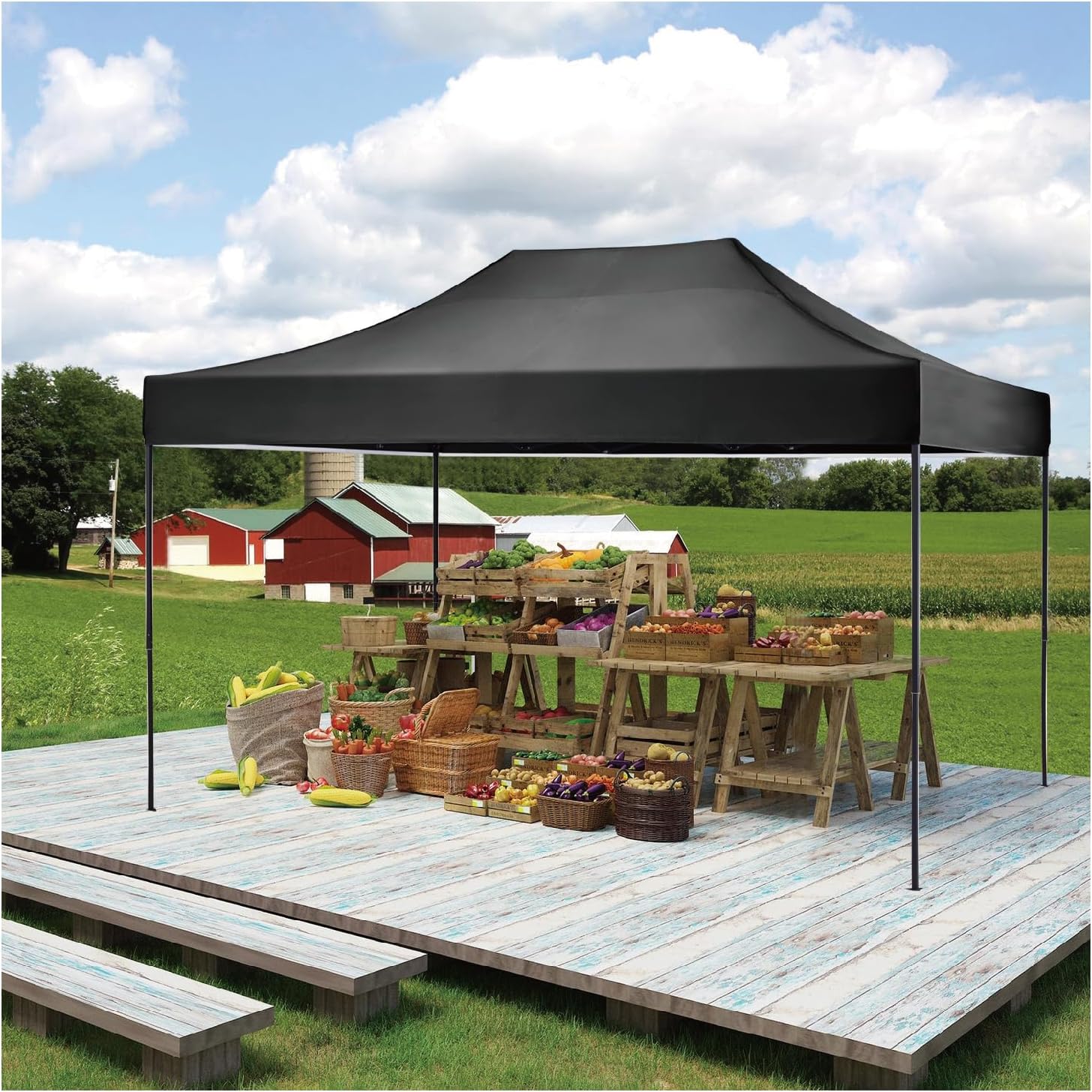 AMERICAN PHOENIX 10x15 Tent Pop Up Canopy Easy Portable Commercial Instant Canopies Outdoor Market Shelter (Black, 10'x15' (Black Frame))
