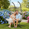 Egg Chair Indoor Outdoor, Foldable Hanging Egg Chair with Stand, Patio Swing Egg Chairs, UV Resistant Removable &Washable Thicken Padded Cushions, 700LBS Capacity for Bedroom