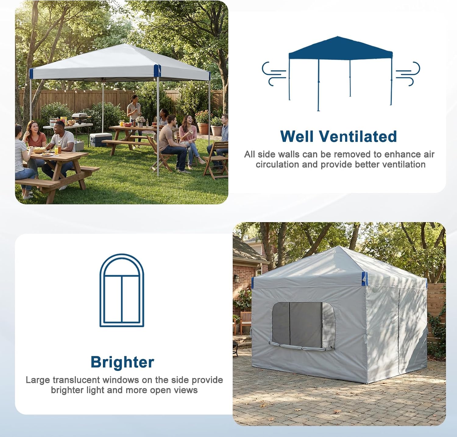 Aoodor 12x12 FT Pop-Up Canopy Tent with Roller Bag and Curtain - Portable Instant Shade, Sturdy Iron Frame, Water-Resistant 210D Oxford Fabric, UV Protection, Ideal for Camping and Outdoor Events