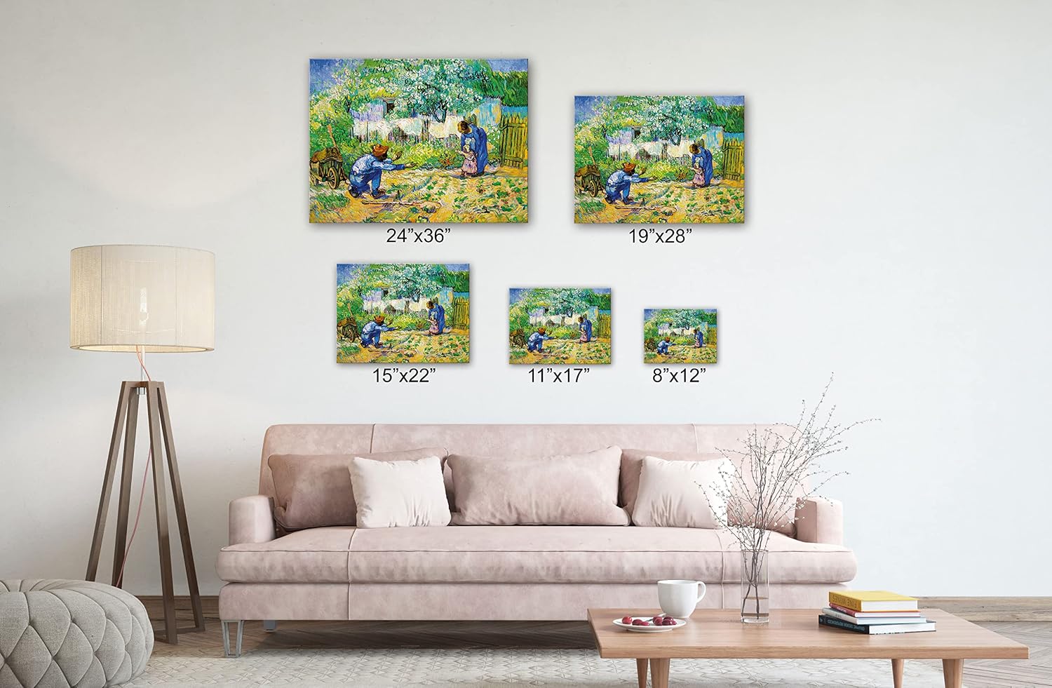 SpiritualHands Wheat Field with Cypresses Vincent Van Gogh Canvas Wall Art, The Starry Night Van Gogh Posters Self Portrait, Large Framed Wall Art Paintings for Wall Decorations for Bedroom (Vincent van Gogh First Steps, 24' x 36' - Ready to Hang)