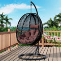 JUFU Egg Swing Chair with Stand,Hanging Egg Chair Indoor Outdoor,Hammock Hanging Basket Chair with Aluminum Steel Frame，Patio Egg Chair with Removable Cushions for Patio Balcony Backyard,Bedrooms