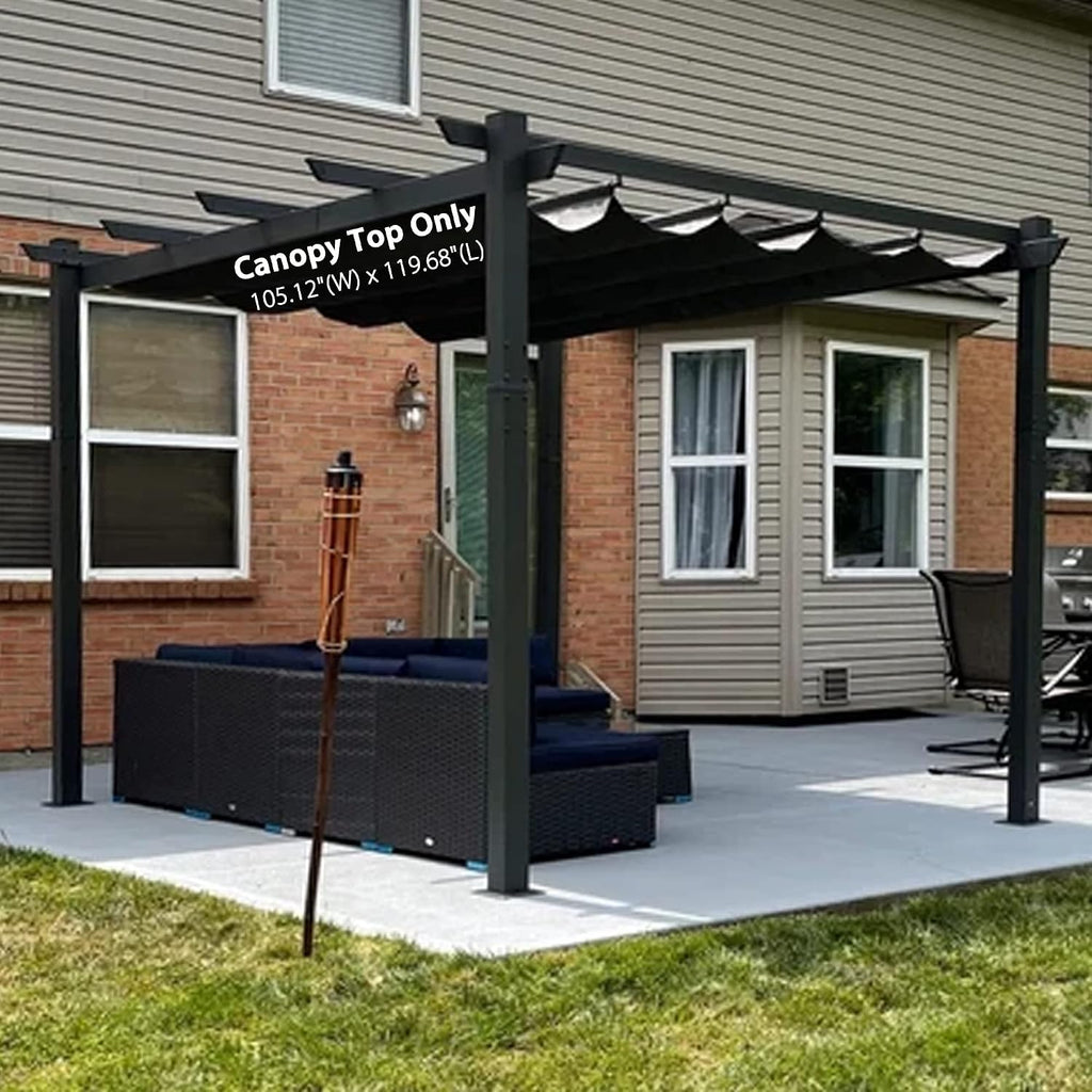 PURPLE LEAF Pergola Shade Cover for 10' X 12' Deck Porch Outside Outdoor Retractable Durable Fabric Canopy Replacement Top Only Gray