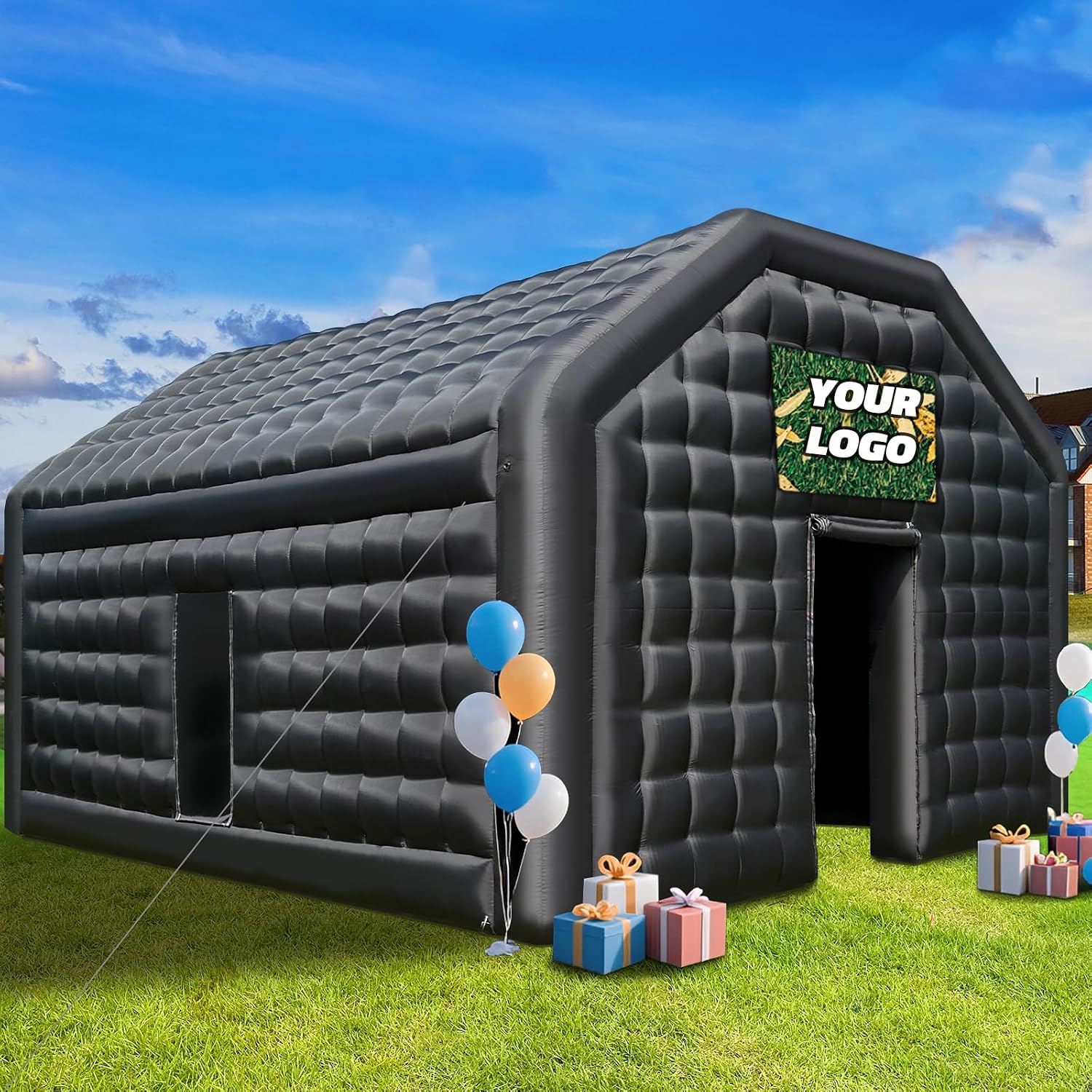 Large Inflatable Nightclub Tent 20X16.5X12Ft with Blower, Black Party Tent, Gazebo Event House for Wedding, Backyard Party, Birthday Celebration