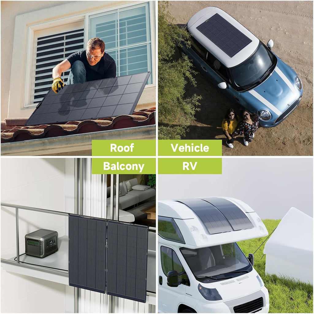 ALLPOWERS SF200 200W Flexible Solar Panel, Ultra-Thin 3mm Bendable Monocrystalline Solar Charger, 25% Efficiency IP68 Waterproof for RV Roof, Camping, Marine Use