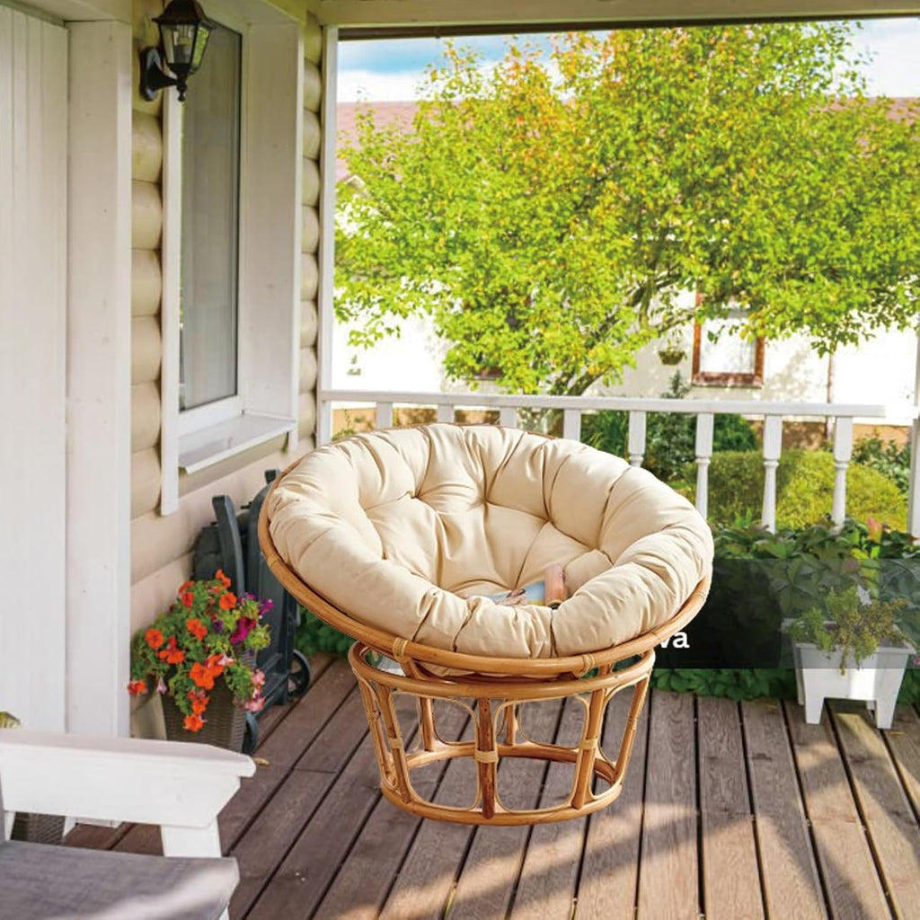 Indoor Outdoor Waterproof Papasan Chair Cushion Egg Chair Cushion Hanging Chair Cushion Patio Chair Mat for Rocking Chair Seats(Cream Color,130 * 130cm)