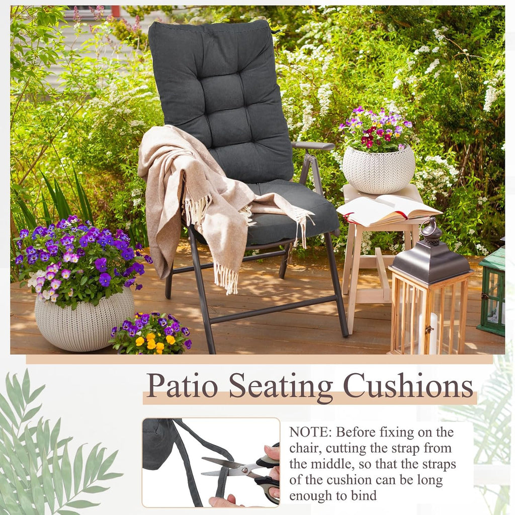Juexica 4 Sets Outdoor Patio Chair Cushions Seat High Back Tufted Pillow Replacement Rocking Chair Cushions Pads for Patio Summer Seasonal Indoor Home Office (20 x 20 Inch,Dark Gray)